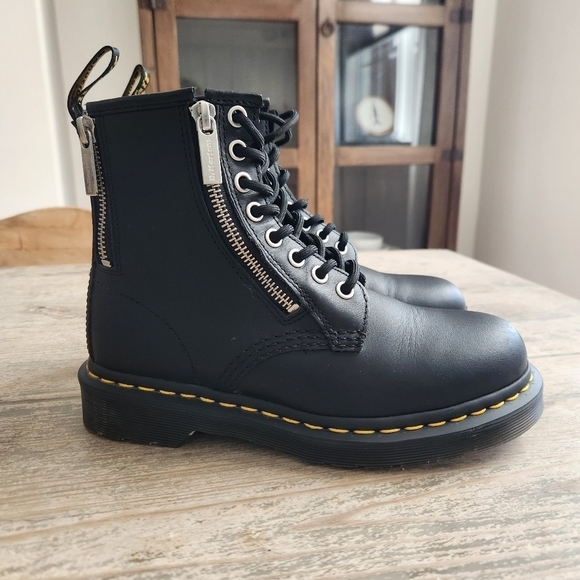 DR.MARTENS ZIP NAPPA 1460 BLACK Combat Moto boots, US Mens 4,US Women's 5 - Picture 5 of 12